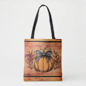 Tote Bag Feuillage d'automne de citrouille rustique (Devant)