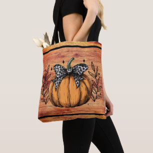 Tote Bag Feuillage d'automne de citrouille rustique