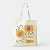 Tote Bag Feuillage de tournesol jaune personnalisé (Dos)