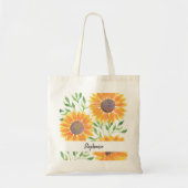 Tote Bag Feuillage de tournesol jaune personnalisé (Devant)