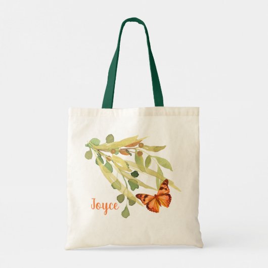 Tote Bag Feuillage doré avec un papillon orange (Dos)