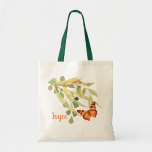Tote Bag Feuillage doré avec un papillon orange