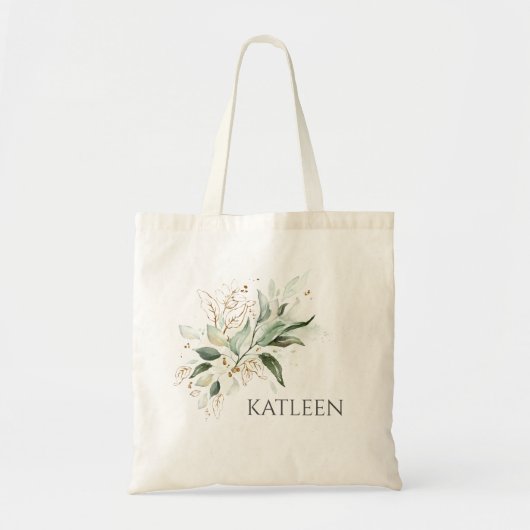 Tote Bag Feuillage élégant moderne doré vert (Devant)