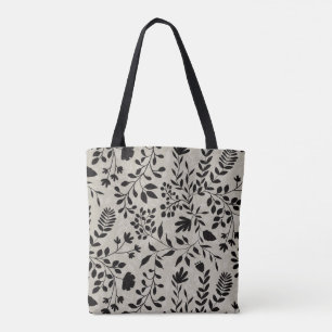 Tote Bag Feuillage Enchanté Joli Motif de Jardin Floral