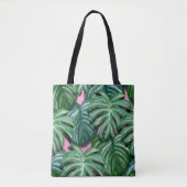 Tote Bag Feuillage Feuille tropical vert & vert (Devant)