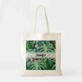 Tote Bag Feuillage Feuille tropical vert & vert (Devant)