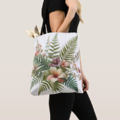 Tote Bag Feuillage tropical et Hibiscus Floral (De près)
