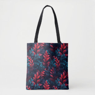 Tote Bag Feuille bleu et rouge