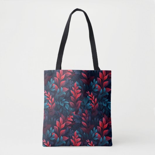 Tote Bag Feuille bleu et rouge (Devant)