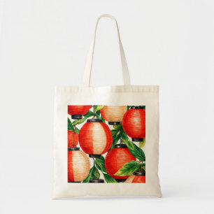 Tote Bag Feuille de lanterne japonaise rouge