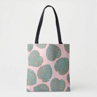 Tote Bag Feuille de Monstera : Motif Vintage tropical