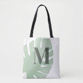 Tote Bag Feuille de palme tropicale verte Monogramme person (Devant)