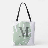 Tote Bag Feuille de palme tropicale verte Monogramme person (Dos)