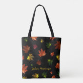 Tote Bag Feuille d'érable canadienne rustique en noir (Dos)
