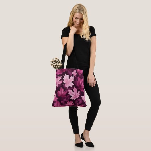 Tote Bag Feuille d'érable violet unique grande épaule Fourr (Sur le modèle)