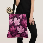 Tote Bag Feuille d'érable violet unique grande épaule Fourr (De près)
