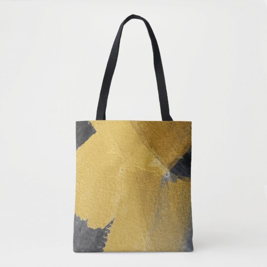 Tote Bag Feuille d'or, conception noire abstraite (Devant)