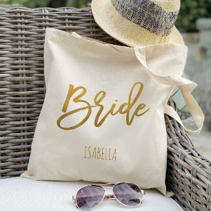 Tote Bag Feuille d'or fausse mariée personnalisée