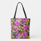 Tote Bag Feuille et fleurs tropicaux (Dos)