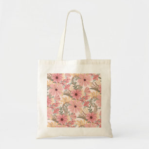 Tote Bag Feuille floral vert rose  Motif d'aquarelle