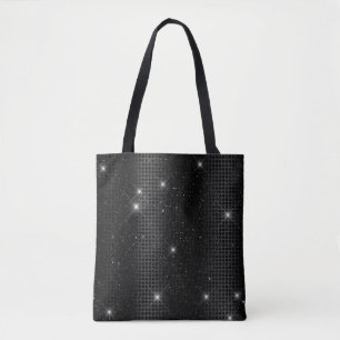 Tote Bag Feuille métallique noire et paillettes Glam Dots
