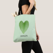 Tote Bag Feuille Plante en forme de coeur vert moderne (De près)