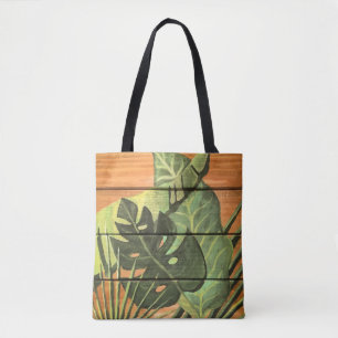 Tote Bag Feuille tropical sur le bois