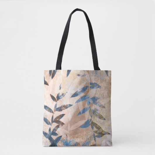 Tote Bag Feuilles à couche Abstraite - Bleu et Neutre (Devant)