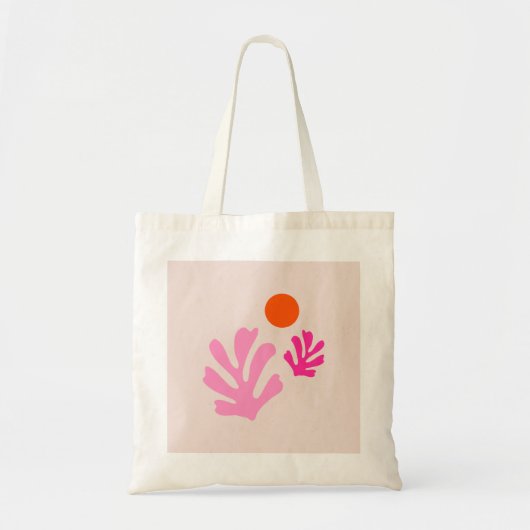 Tote Bag Feuilles Abstraits rose orange moderne formes déco (Devant)