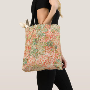 Tote Bag feuilles Abstraits sur corail rayé arrière - plan