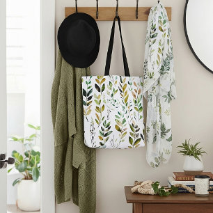 Tote Bag Feuilles aux tons terreux pastel
