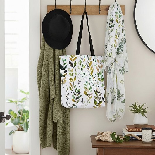 Tote Bag Feuilles aux tons terreux pastel