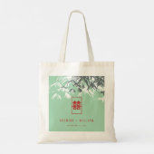 Tote Bag Feuilles bambou vert Mint Double Xi Mariage chinoi (Dos)