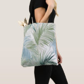 Tote Bag Feuilles Blue Green Palm (De près)