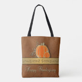Tote Bag Feuilles Citrouilles précieux de Thanksgiving Gold (Dos)