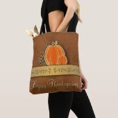 Tote Bag Feuilles Citrouilles précieux de Thanksgiving Gold (De près)
