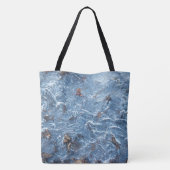 Tote Bag Feuilles Dans La Glace (Bleu) (Dos)