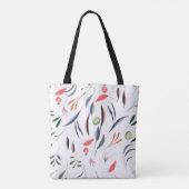 Tote Bag Feuilles d'aquarelle légère et Motif de baies (Dos)