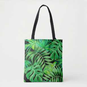 Tote Bag Feuilles d'aquarelle tropicale : Élégance transpar