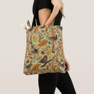 Tote Bag Feuilles d'automne, baies, champignons et fleurs