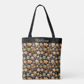 Tote Bag Feuilles d'automne bleu Tan ivoire (Dos)