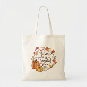Tote Bag Feuilles d'automne Citrouilles Automne Orange Vert