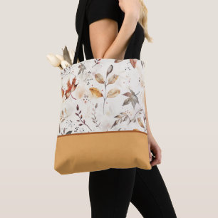 Tote Bag Feuilles d'automne douillettes Botanique Bloc de c