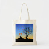 Tote Bag Feuilles d'automne en forme de coeur Couple (Devant)