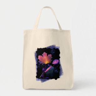 Tote Bag Feuilles d'automne en Néon et Bleu