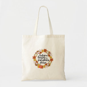 Tote Bag Feuilles d'automne et Citrouille S'il vous plaît