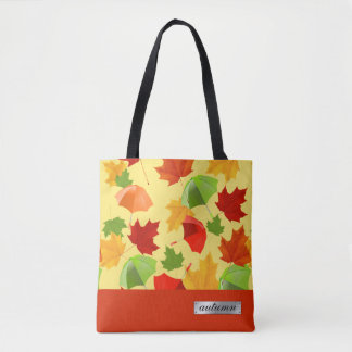 Tote Bag Feuilles d'automne et parapluies