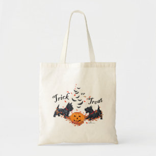 Tote Bag Feuilles d'automne Halloween Scotties