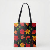 Tote Bag Feuilles d'automne Initiale unique Saisonnière (Devant)
