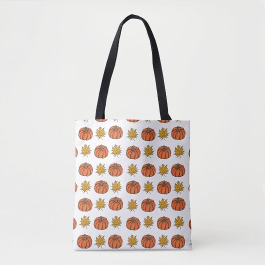 Tote Bag Feuilles d'automne : Motif Citrouille à main (Devant)